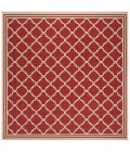Safavieh Beach House BHS121 Red / Creme 6'-7" X 6'-7" Square Area Rug