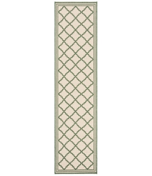 Safavieh Beach House BHS121 Cream / Green 2'-2" X 12' Runner Area Rug