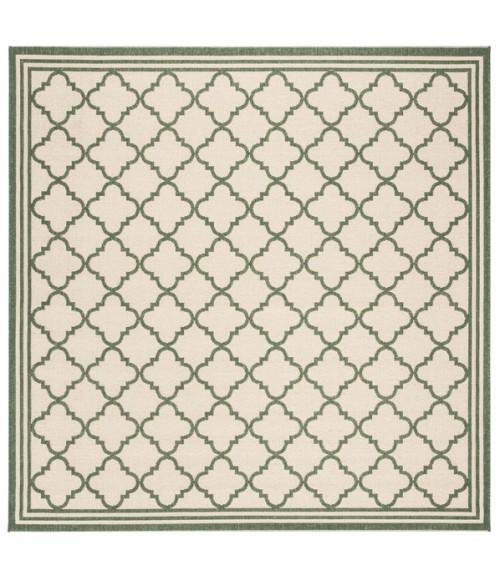 Safavieh Beach House BHS121 Cream / Green 4' X 4' Square Area Rug