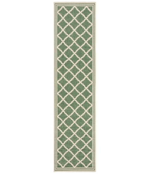 Safavieh Beach House BHS121 Green / Creme 2'-2" X 6' Runner Area Rug