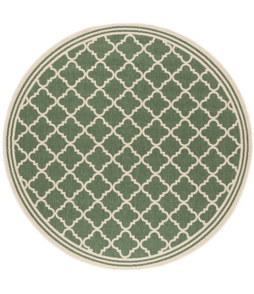 Safavieh Beach House BHS121 Green / Creme 6'-7" X 6'-7" Round Area Rug