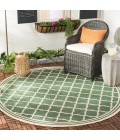 Safavieh Beach House BHS121 Green / Creme 6'-7" X 6'-7" Round Area Rug