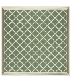 Safavieh Beach House BHS121 Green / Creme 4' X 4' Square Area Rug