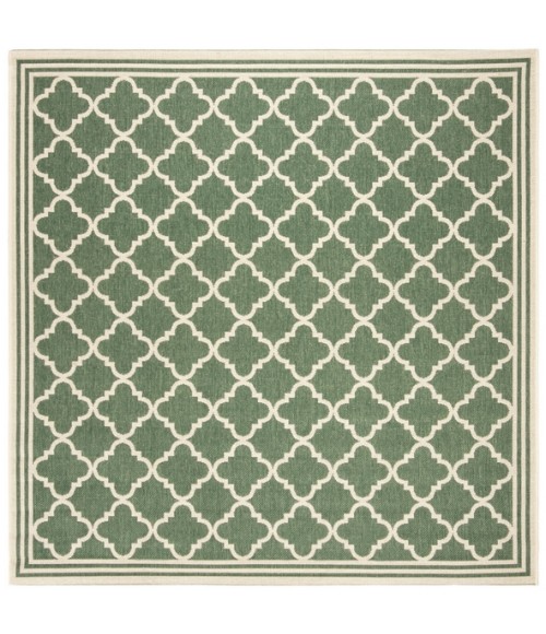 Safavieh Beach House BHS121 Green / Creme 4' X 4' Square Area Rug