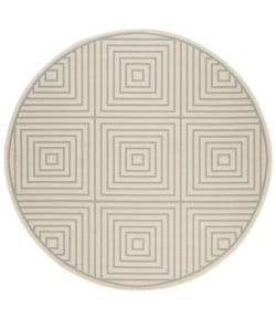 Safavieh Beach House BHS123 Cream / Aqua 6'-7" X 6'-7" Round Area Rug