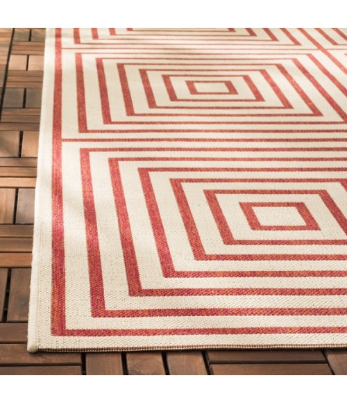 Safavieh Beach House BHS123 Red / Creme 2'-2" X 8' Runner Area Rug