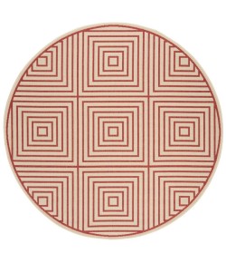 Safavieh Beach House BHS123 Red / Creme 6'-7" X 6'-7" Round Area Rug