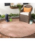 Safavieh Beach House BHS123 Red / Creme 6'-7" X 6'-7" Round Area Rug
