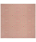 Safavieh Beach House BHS123 Red / Creme 6'-7" X 6'-7" Square Area Rug