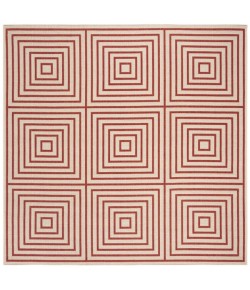 Safavieh Beach House BHS123 Red / Creme 6'-7" X 6'-7" Square Area Rug