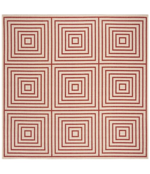 Safavieh Beach House BHS123 Red / Creme 6'-7" X 6'-7" Square Area Rug