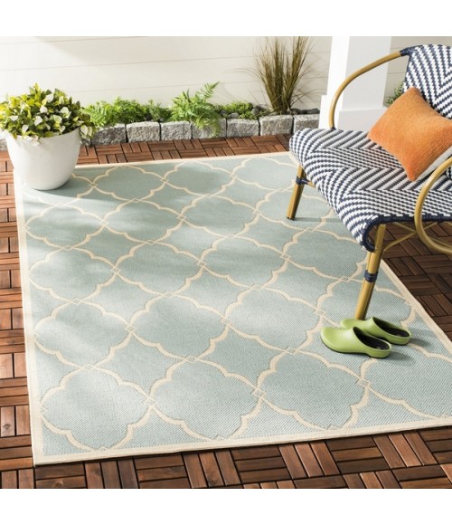 Safavieh Beach House BHS125 Aqua / Cream 8' X 10' Rectangle Area Rug