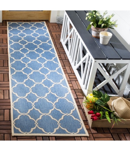 Safavieh Beach House BHS125 Blue / Creme 2'-2" X 8' Runner Area Rug