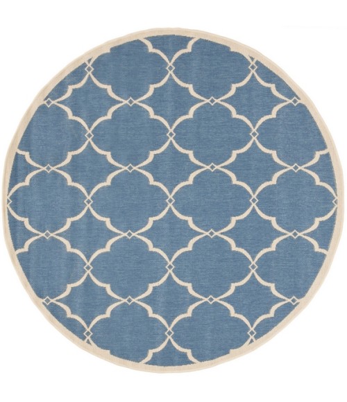 Safavieh Beach House BHS125 Blue / Creme 4' X 4' Round Area Rug