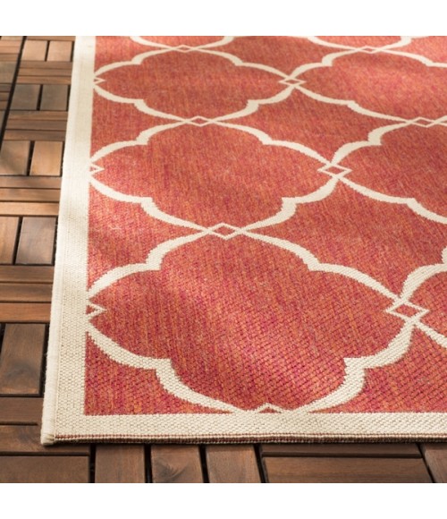 Safavieh Beach House BHS125 Red / Creme 4' X 4' Square Area Rug