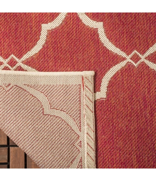 Safavieh Beach House BHS125 Red / Creme 4' X 4' Square Area Rug