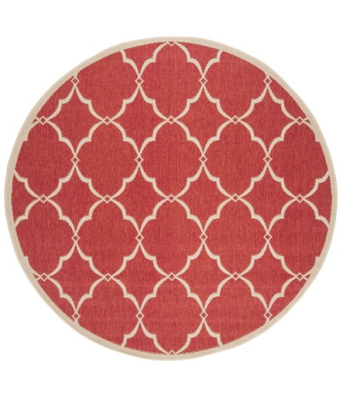 Safavieh Beach House BHS125 Red / Creme 4' X 4' Round Area Rug