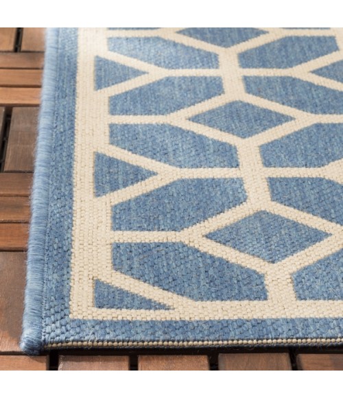 Safavieh Beach House BHS127 Blue / Creme 6'-7" X 9'-2" Rectangle Area Rug