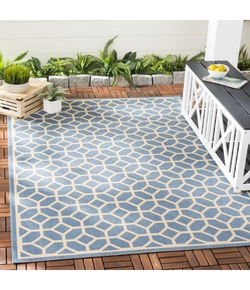 Safavieh Beach House BHS127 Blue / Creme 6'-7" X 9'-2" Rectangle Area Rug