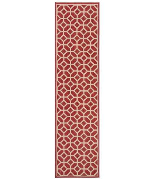 Safavieh Beach House BHS127 Red / Creme 2'-2" X 8' Runner Area Rug