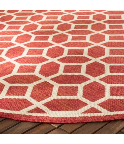 Safavieh Beach House BHS127 Red / Creme 2'-2" X 8' Runner Area Rug