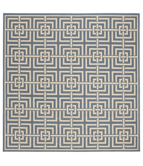 Safavieh Beach House BHS128 Blue / Creme 6'-7" X 6'-7" Square Area Rug