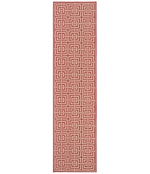 Safavieh Beach House BHS128 Red / Creme 2'-2" X 6' Runner Area Rug
