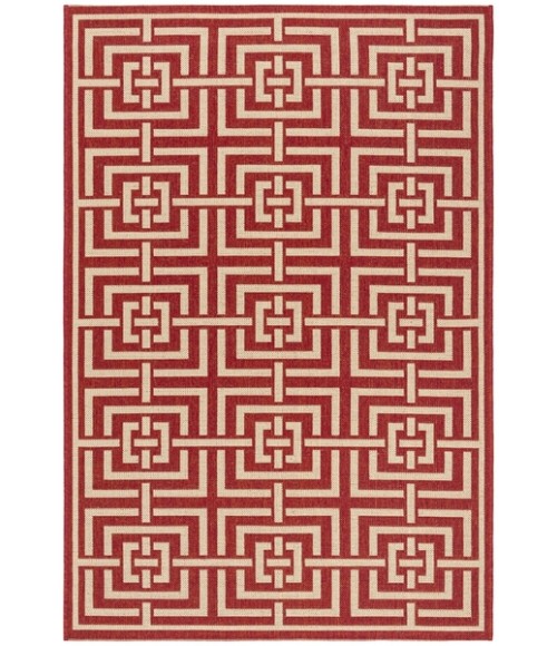 Safavieh Beach House BHS128 Red / Creme 5'-3" X 7'-6" Rectangle Area Rug