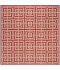 Safavieh Beach House BHS128 Red / Creme 6'-7" X 6'-7" Square Area Rug