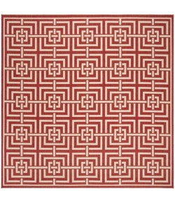 Safavieh Beach House BHS128 Red / Creme 6'-7" X 6'-7" Square Area Rug