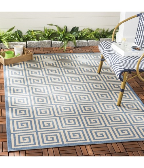 Safavieh Beach House BHS129 Cream / Blue 5'-3" X 7'-6" Rectangle Area Rug