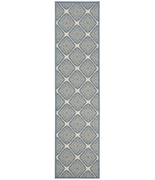 Safavieh Beach House BHS132 Cream / Blue 2'-2" X 6' Runner Area Rug