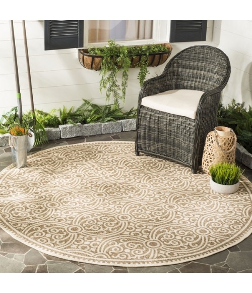 Safavieh Beach House BHS134 Cream / Beige 4' X 4' Round Area Rug