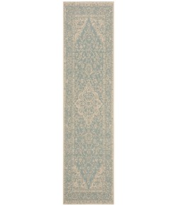 Safavieh Beach House BHS137 Aqua / Cream 2'-2" X 12' Runner Area Rug