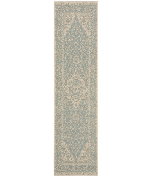 Safavieh Beach House BHS137 Aqua / Cream 2'-2" X 12' Runner Area Rug