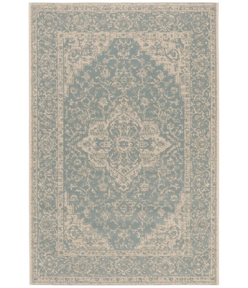 Safavieh Beach House BHS137 Aqua / Cream 4' X 4' Square Area Rug
