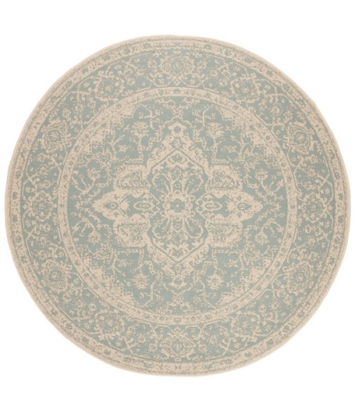 Safavieh Beach House BHS137 Aqua / Cream 4' X 4' Round Area Rug