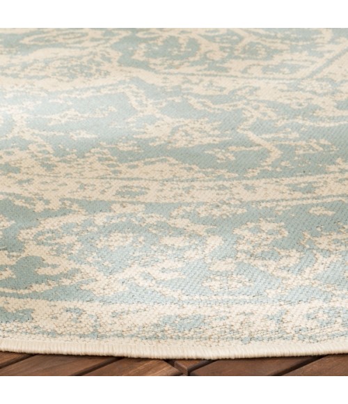 Safavieh Beach House BHS137 Aqua / Cream 4' X 4' Square Area Rug