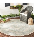 Safavieh Beach House BHS137 Aqua / Cream 4' X 4' Round Area Rug