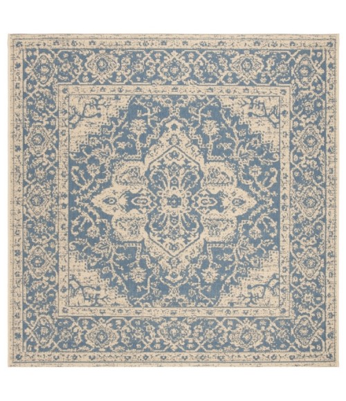 Safavieh Beach House BHS137 Blue / Creme 4' X 4' Square Area Rug