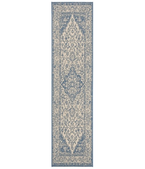 Safavieh Beach House BHS137 Cream / Blue 2'-2" X 10' Runner Area Rug