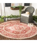 Safavieh Beach House BHS137 Red / Creme 4' X 4' Round Area Rug