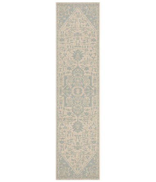 Safavieh Beach House BHS138 Aqua / Cream 2'-2" X 8' Runner Area Rug