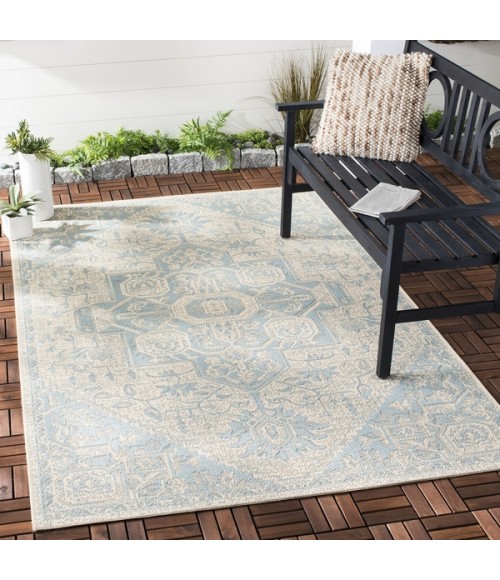 Safavieh Beach House BHS138 Aqua / Cream 9' X 12' Rectangle Area Rug