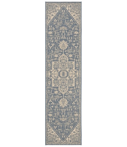 Safavieh Beach House BHS138 Cream / Blue 2'-2" X 12' Runner Area Rug
