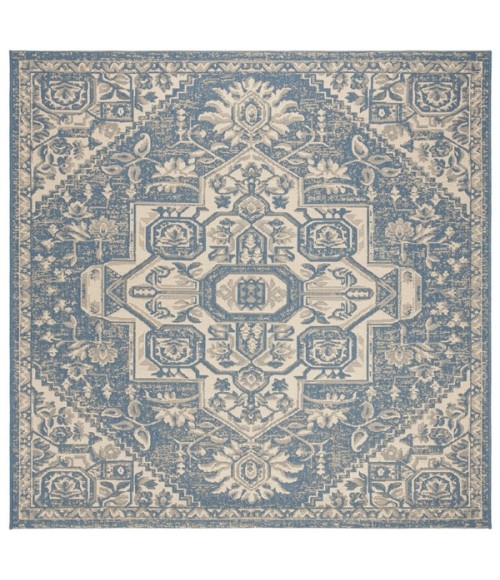 Safavieh Beach House BHS138 Cream / Blue 8' X 8' Square Area Rug