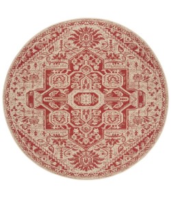 Safavieh Beach House BHS138 Red / Creme 4' X 4' Round Area Rug