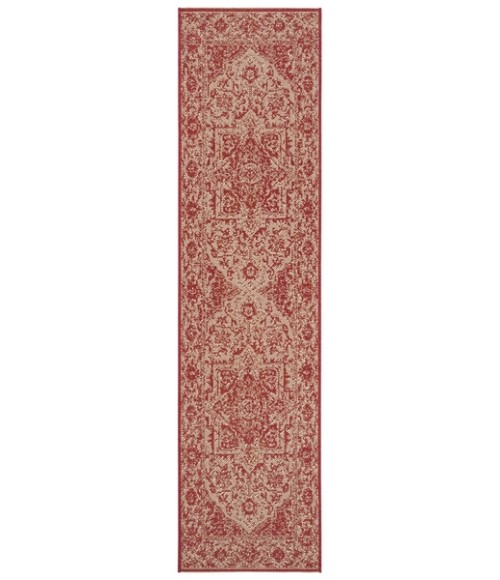 Safavieh Beach House BHS139 Red / Creme 2'-2" X 6' Runner Area Rug