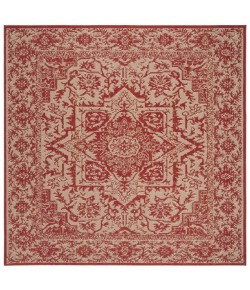 Safavieh Beach House BHS139 Red / Creme 4' X 4' Square Area Rug