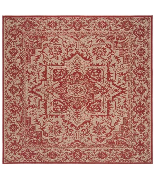 Safavieh Beach House BHS139 Red / Creme 4' X 4' Square Area Rug